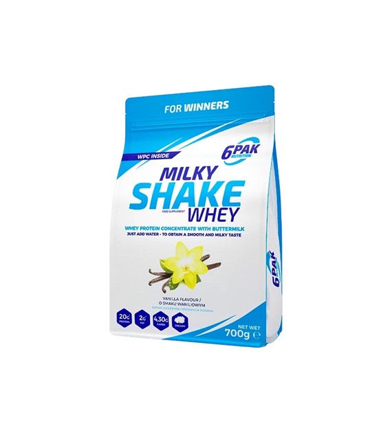 6PAK Odżywka białkowa Milky Shake Whey, waniliowa - 700 g