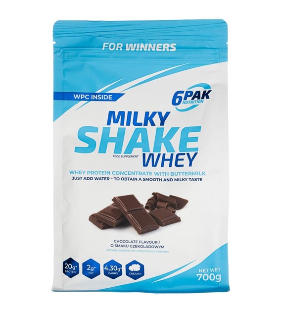 6PAK Odżywka białkowa Milky Shake Whey, czekoladowa - 700 g