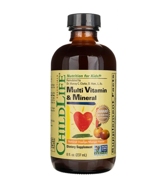 ChildLife Multi-Vitamine & Mineralien, natürlicher Orange/Mango-Geschmack - 237 ml