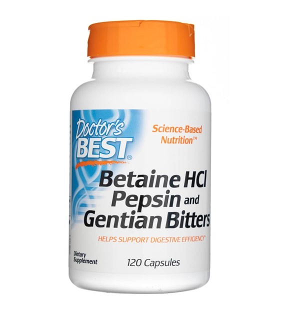 Doctor's Best Betain HCL Pepsin & Enzianbitter - 120 Kapseln