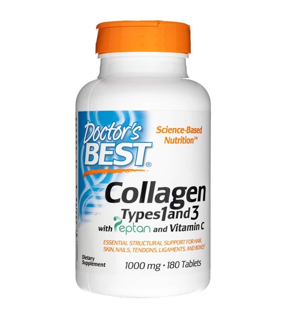 Doctor's Best Kolagen typu 1 a 3 s peptanem a vitaminem C 1000 mg - 180 tablet