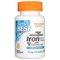 Doctor's Best Vysoce vstřebatelné železo s ferrochelem 27 mg - 120 tablet