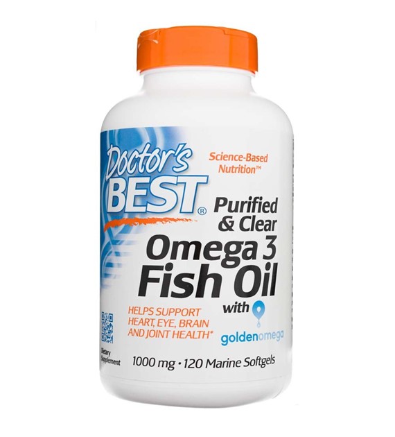 Doctor's Best Gereinigtes & Klares Omega 3 Fischöl mit Goldenomega 1000 mg - 120 Kapseln