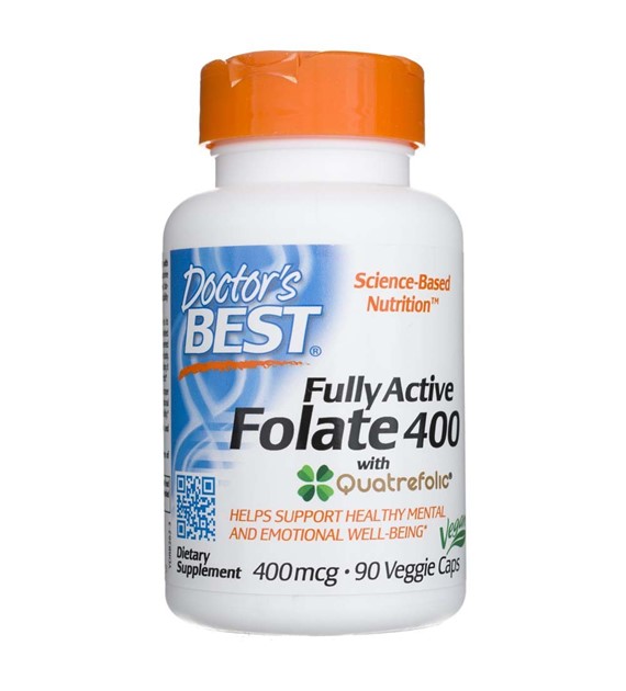 Doctor's Best Vollständig aktives Folat 400 mit Quatrefolic - 90 pflanzliche Kapseln