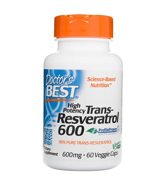 Doctor's Best Hochwirksames Trans-Resveratrol 600 - 600 mg - 60 pflanzliche Kapseln