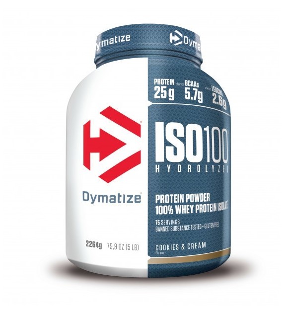 Dymatize ISO 100 Hydrolyzed Whey Protein Isolate, Cookies & Cream - 2264 g