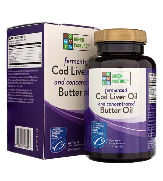 Green Pasture Fermented Cod Liver Oil And Concentrated Butter Oil Blend - 120 Capsules