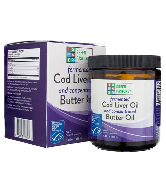 Green Pasture Fermented Cod Liver Oil And Concentrated Butter Oil Blend, Gel - 188 ml