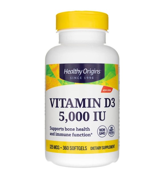 Healthy Origins Vitamin D3 5000 IU - 360 Weichkapseln