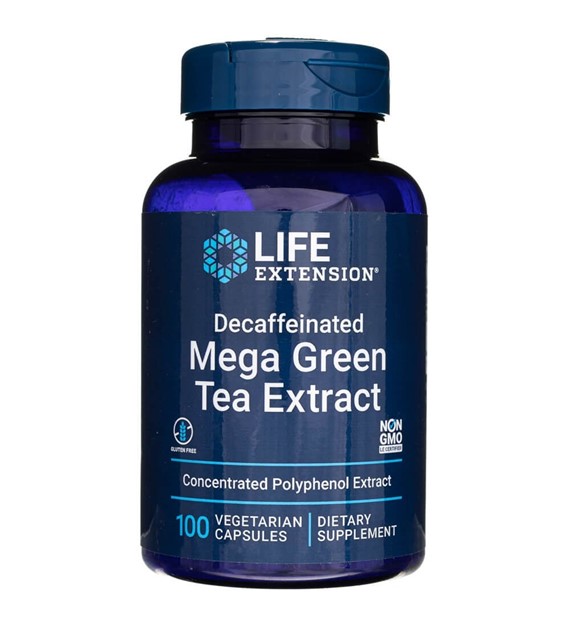 Life Extension Entkoffeinierter Mega-Grüntee-Extrakt - 100 pflanzliche Kapseln