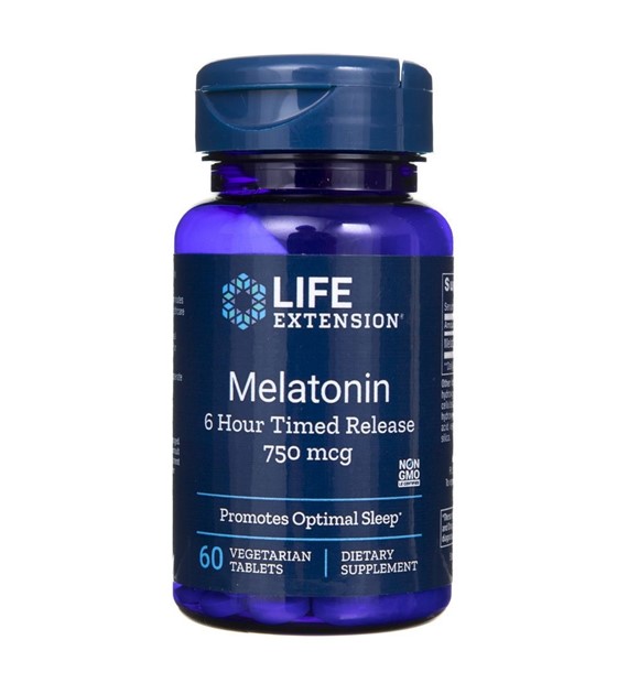 Life Extension Melatonin 6 Stunden zeitgesteuerte Freisetzung 750 mcg - 60 Tabletten