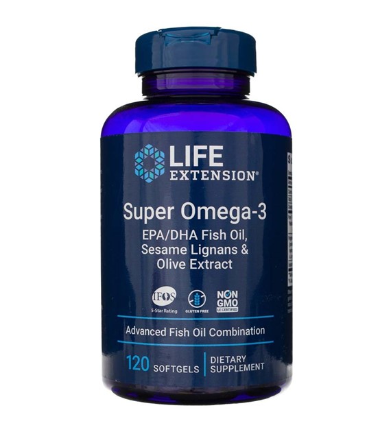 Life Extension Super Omega-3 EPA/DHA with Sesame Lignans & Olive Extract - 120 Softgels
