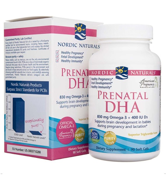 Nordic Naturals Prenatal DHA 830 mg bezsmakowy - 90 kapsułek