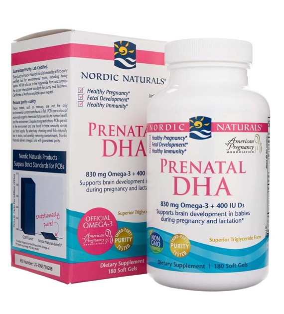 Nordic Naturals Prenatal DHA 830 mg bezsmakowy - 180 kapsułek