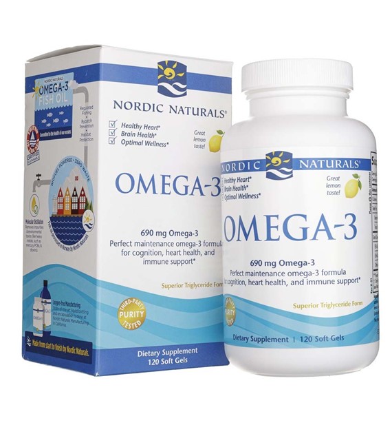 Nordic Naturals Omega-3 690 mg smak cytrynowy - 120 kapsułek
