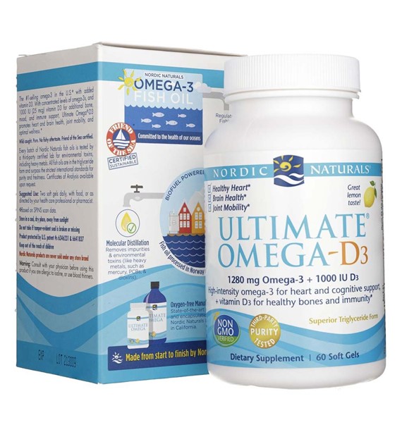 Nordic Naturals Ultimate Omega-D3, Lemon Flavor 250 mg - 60 Softgels