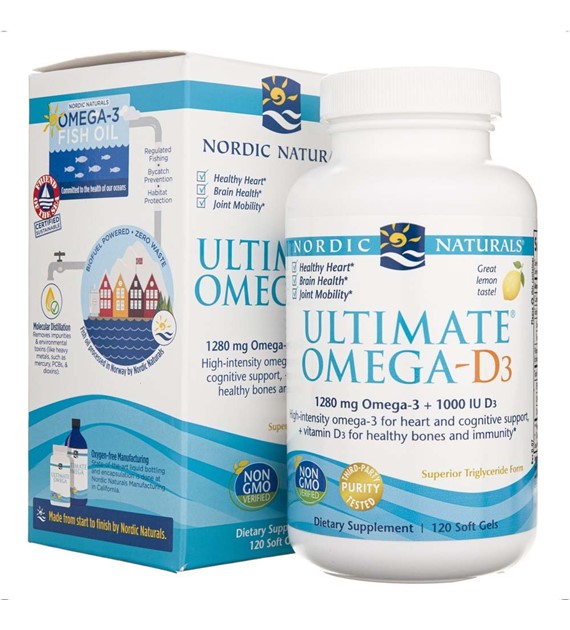 Nordic Naturals Ultimate Omega-D3 Lemon 640 mg - 120 softgelů