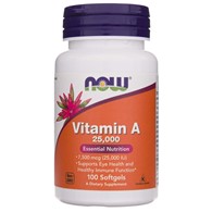 Now Foods Vitamin A 7500 mcg (25000 IU) - 100 měkkých gelů