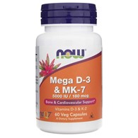 Now Foods Mega Vitamin D-3 und MK-7 - 60 pflanzliche Kapseln