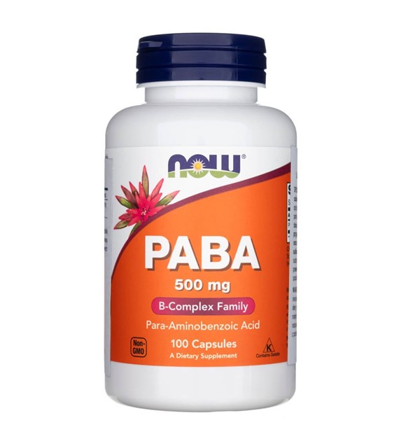 Now Foods PABA (Kwas p-aminobenzoesowy) 500 mg - 100 kapsułek