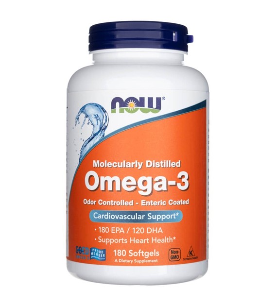 Now Foods Omega-3 Molecularly Distilled & Enteric Coated - 180 Softgels