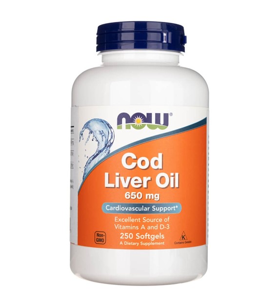 Now Foods Cod Liver Oil (Tran) 650 mg - 250 kapsułek