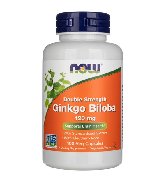 Now Foods Ginkgo Biloba in doppelter Stärke 120 mg - 100 pflanzliche Kapseln
