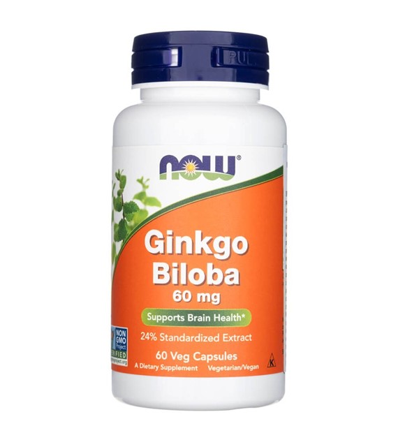 Now Foods Ginkgo Biloba (Miłorząb Japoński) 60 mg - 60 kapsułek