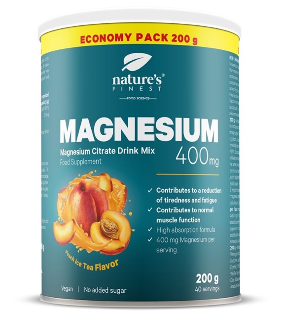 Nature's Finest Magnez 400 mg w proszku brzoskwiniowy - 200 g