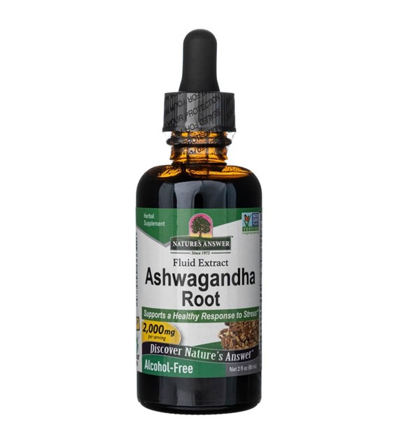 Nature's Answer Ashwagandha, płynny ekstrakt, bez alkoholu 2000 mg - 30 ml