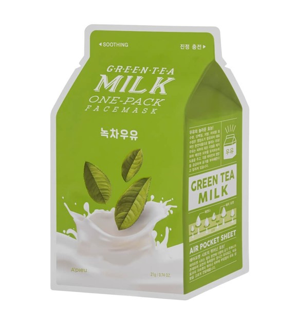 Mléko se zeleným čajem v jednom balení pleťové masky A'Pieu - 21 g