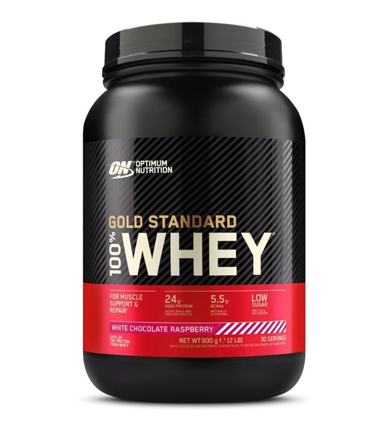 Optimum Nutrition Gold Standard 100% Whey Protein, biała czekolada malina  - 900 g