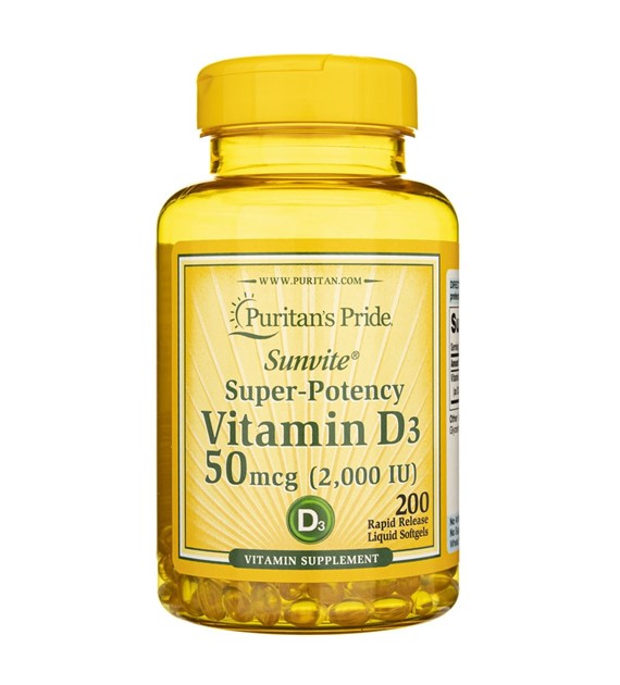 Puritan's Pride Vitamin D3 50 mcg (2000 IU) - 200 Weichkapseln
