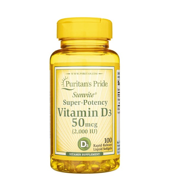 Puritan's Pride Vitamin D3 50 mcg (2000 IU) - 100 měkkých gelů