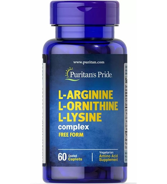 Puritan's Pride L-Arginina, L-Ornityna, L-Lizyna - 60 tabletek