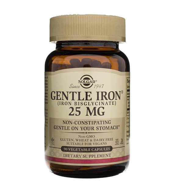 Solgar Gentle Iron, chelat aminokwasowy 25 mg - 90 kapsułek