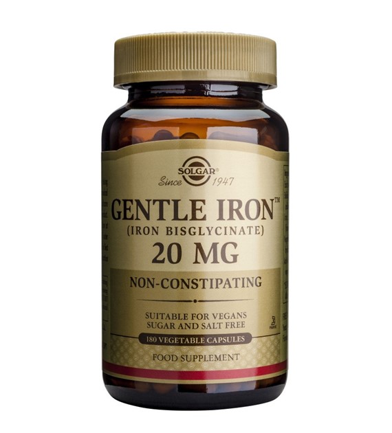 Solgar Gentle Iron, chelat aminokwasowy 20 mg - 180 kapsułek