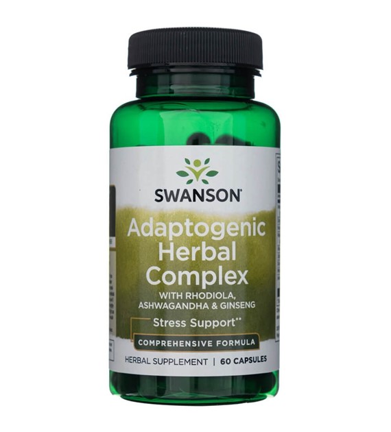 Swanson Adaptogenní bylinný komplex s rodiolou, ašvagandhou a ženšenem - 60 kapslí