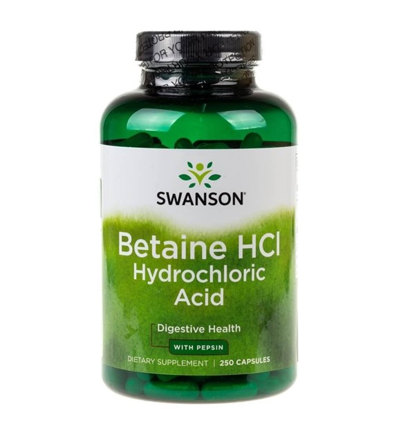 Swanson Hydrochloric Acid z Pepsyną 325 mg - 250 kapsułek betaina