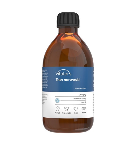 Vitaler's Omega-3 norský olej z tresčích jater, s příchutí bez vůně 1200 mg - 250 ml
