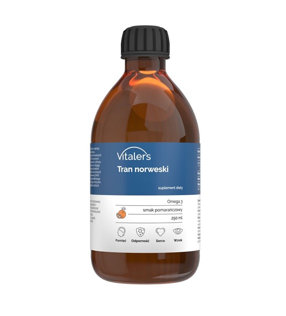 Vitaler's Omega-3 norský olej z tresčích jater, s příchutí pomeranče 1200 mg - 250 ml