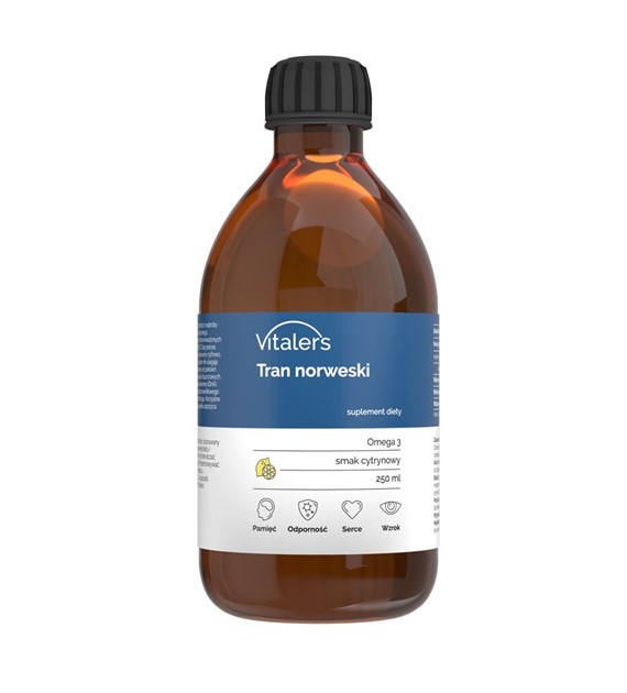 Vitaler's Omega-3 norský olej z tresčích jater, citronová příchuť 1200 mg - 250 ml